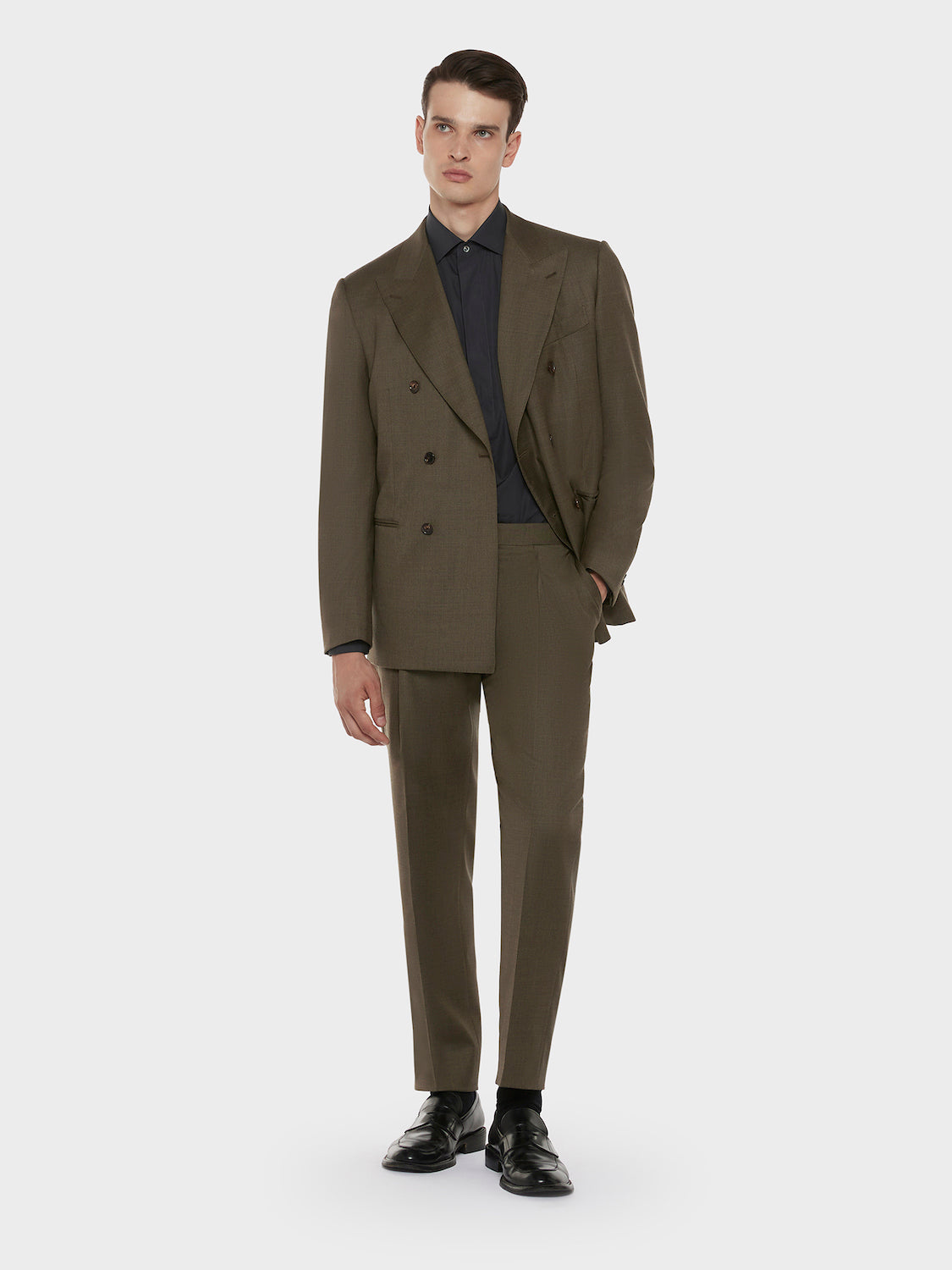 Caruso Menswear Abbigliamento Uomo Camicie Camicia slim in cotone grigio antracite look 3