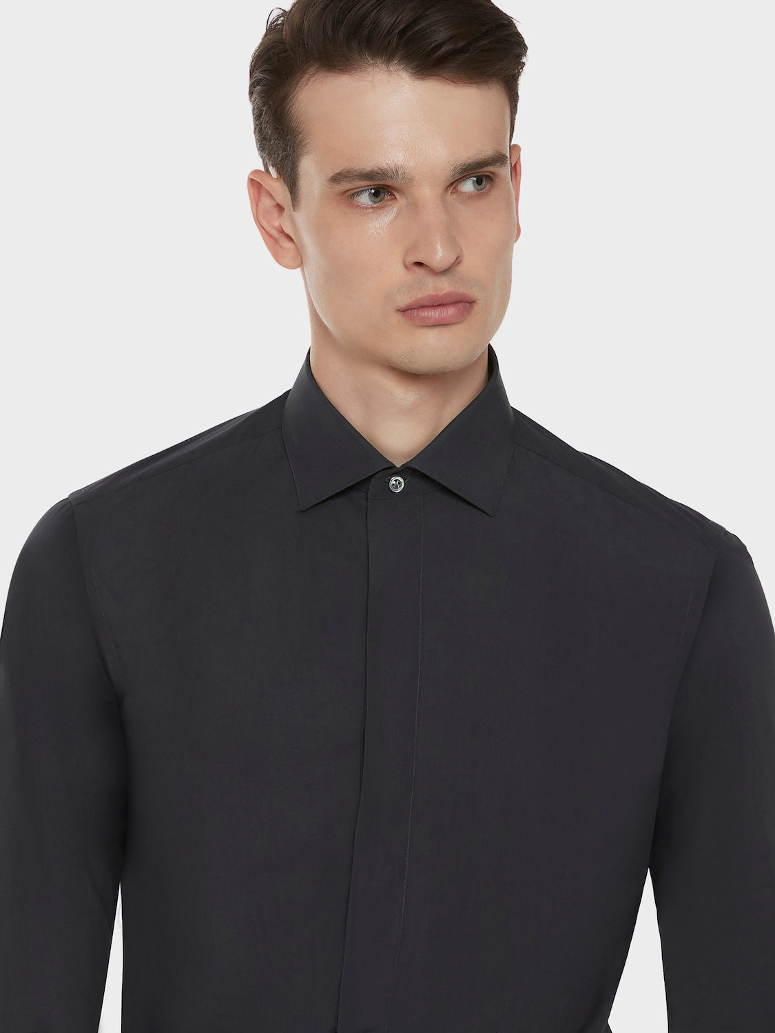 Caruso Menswear Abbigliamento Uomo Camicie Camicia slim in cotone grigio antracite look 5