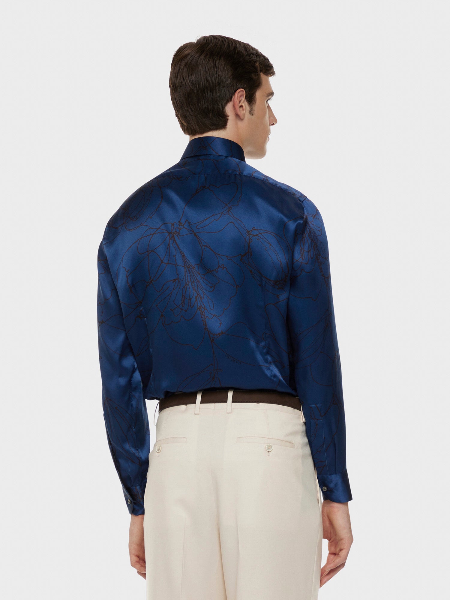 Caruso Blue floral silk shirt
