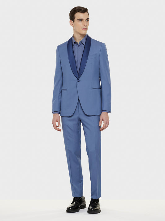 Caruso Menswear Abbigliamento Uomo Camicia slim in cotone azzurra total look