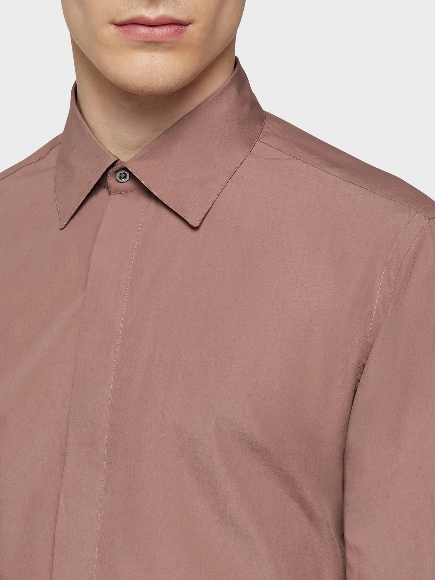 Caruso Menswear Abbigliamento Uomo Camicia slim in cotone rosa dettaglio