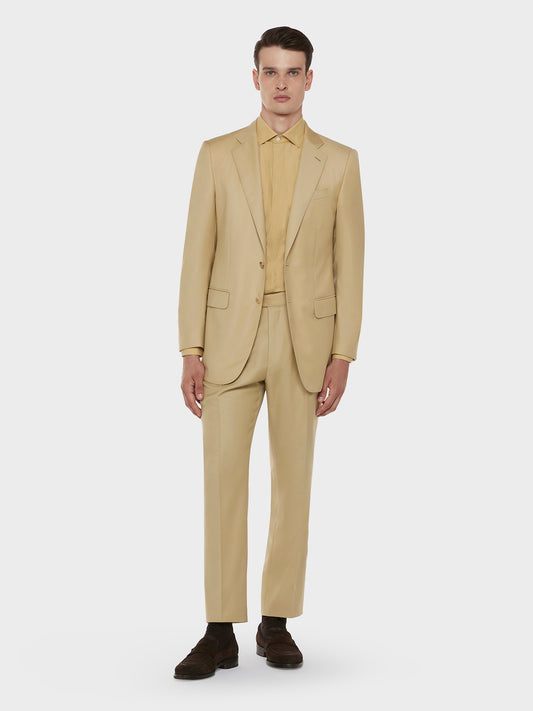 Caruso Menswear Abbigliamento Uomo Camicie Camicia slim in cotone giallo senape look 3