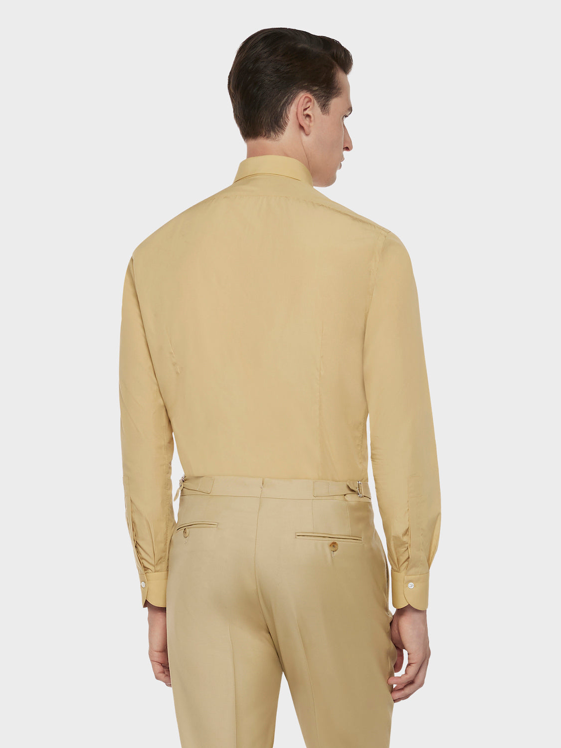 Caruso Menswear Abbigliamento Uomo Camicie Camicia slim in cotone giallo senape look 4