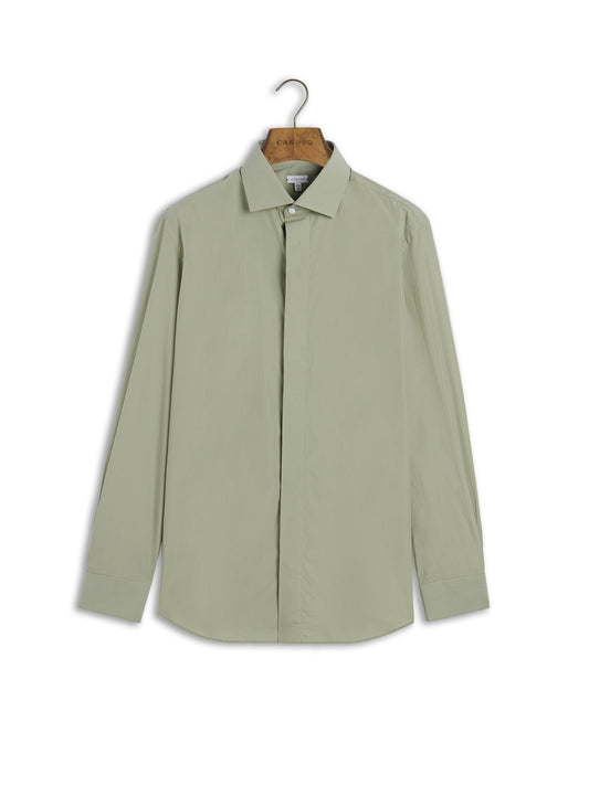 Slim shirt in green cotton