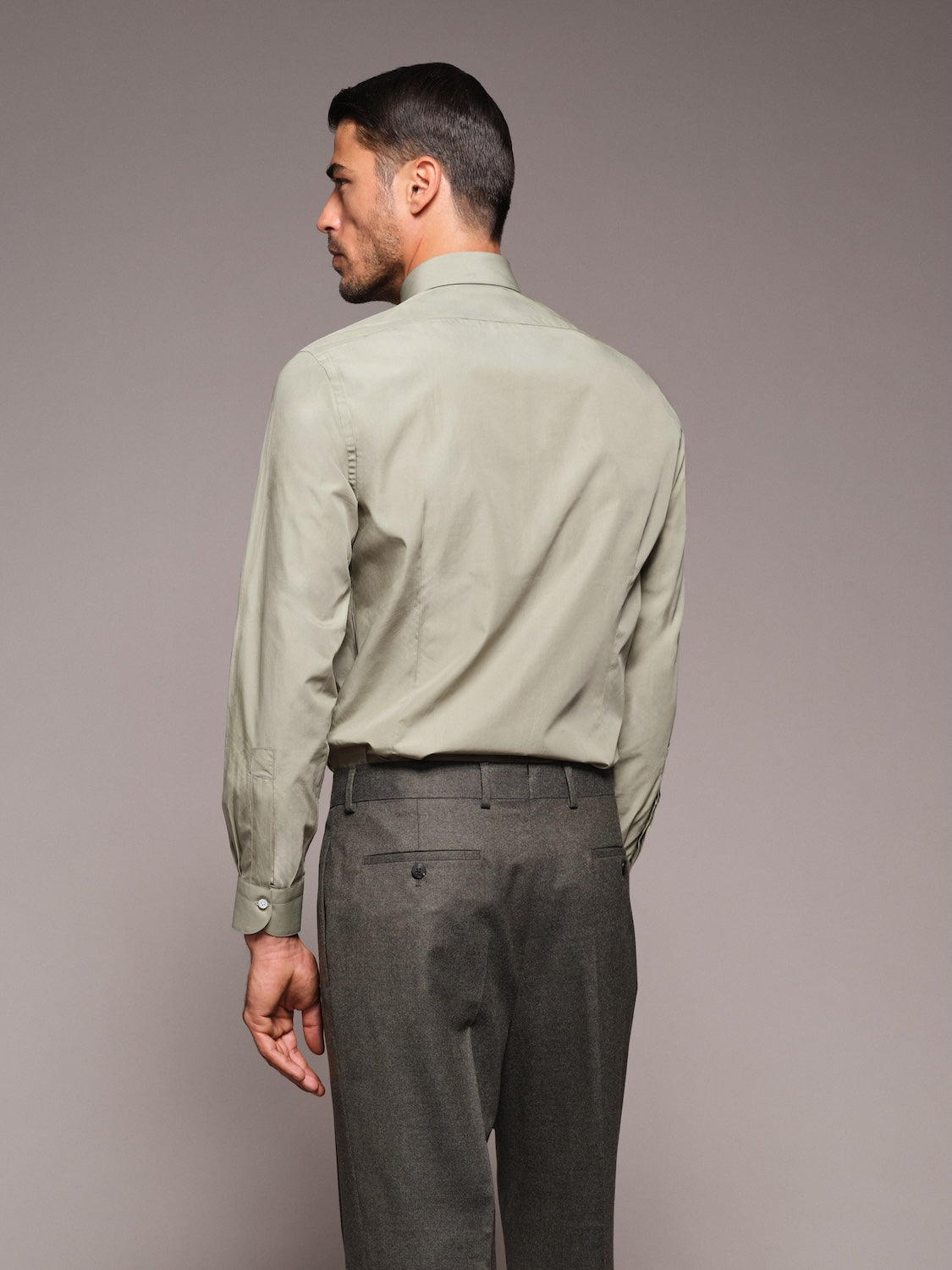 Camicia slim in cotone verde