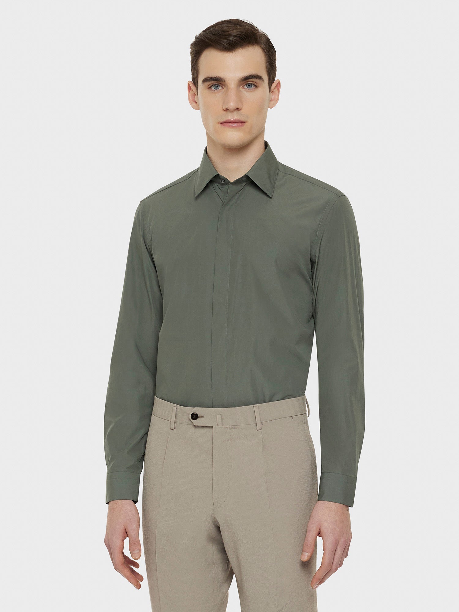 Sage green slim cotton shirt Sage green slim cotton shirt