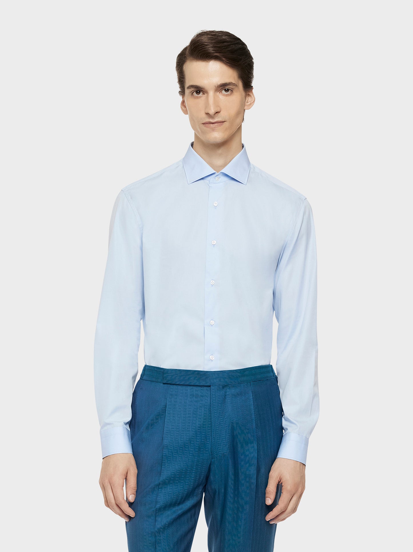 Light blue slim cotton shirt