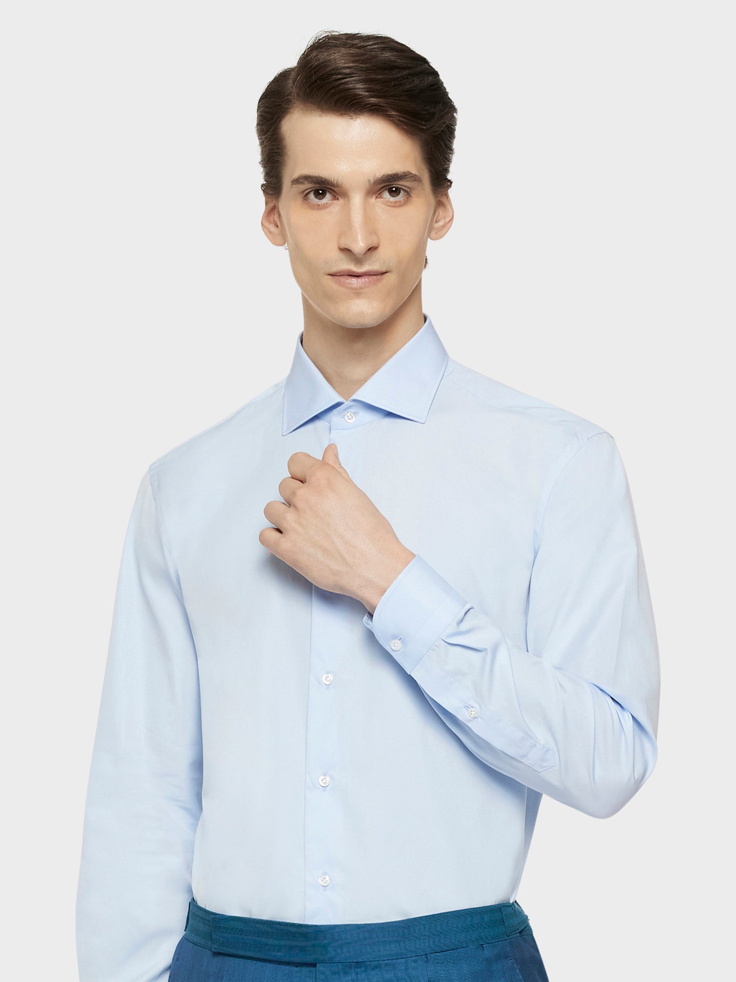 Light blue slim cotton shirt