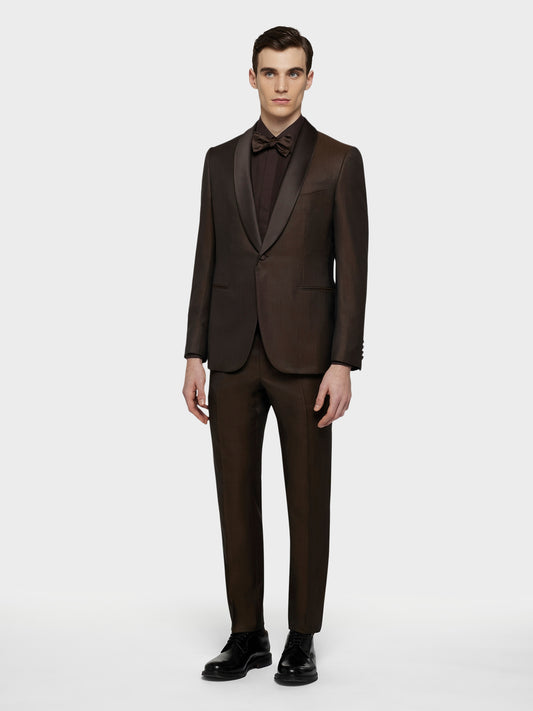 Brown manon tuxedo in wool and silk