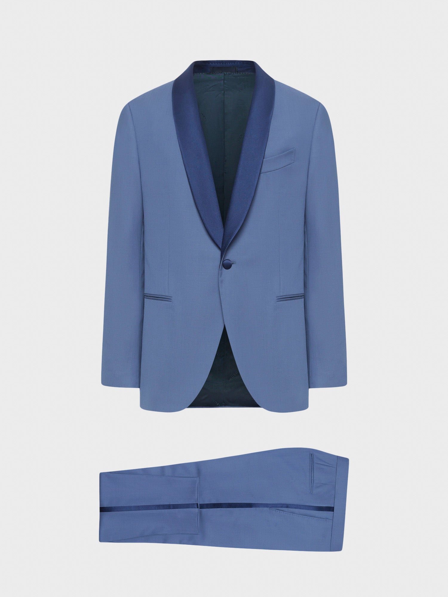 Caruso Menswear Abbigliamento Uomo Abito smoking manon in lana azzurro giacca e pantaloni