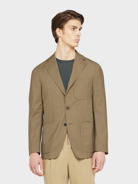 Caruso Menswear Abbigliamento Uomo Giacca Ponza foderata in Nuage di lana seta khaki indossato