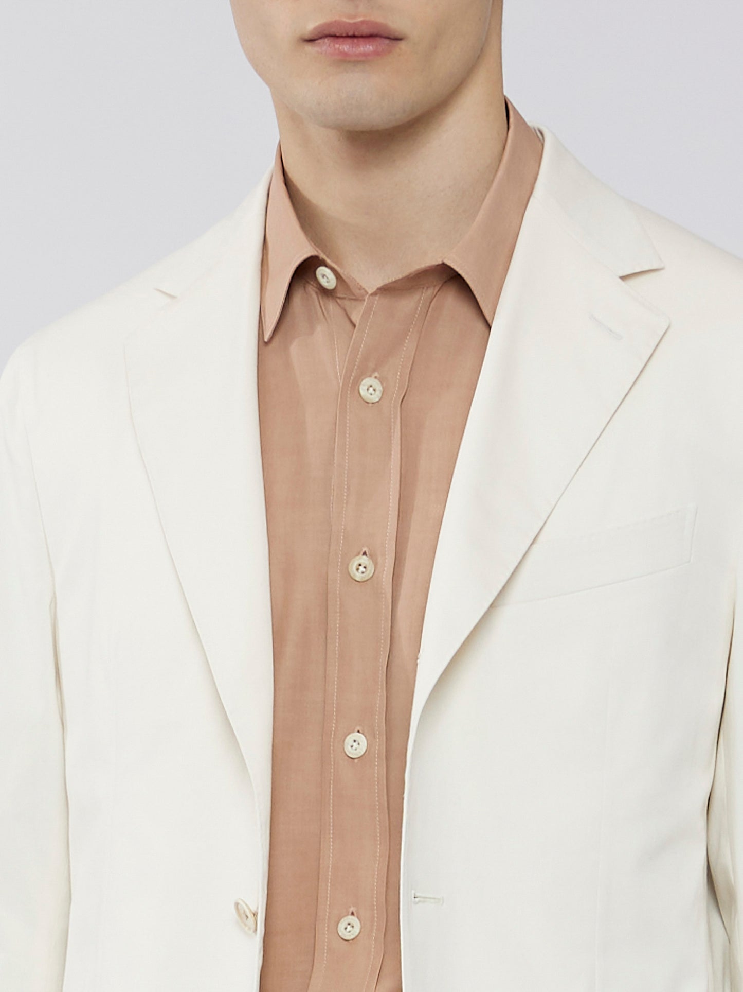 Caruso Menswear Abbigliamento Uomo Abito Aida in cotone-elastane bianco drop 8R dettaglio giacca