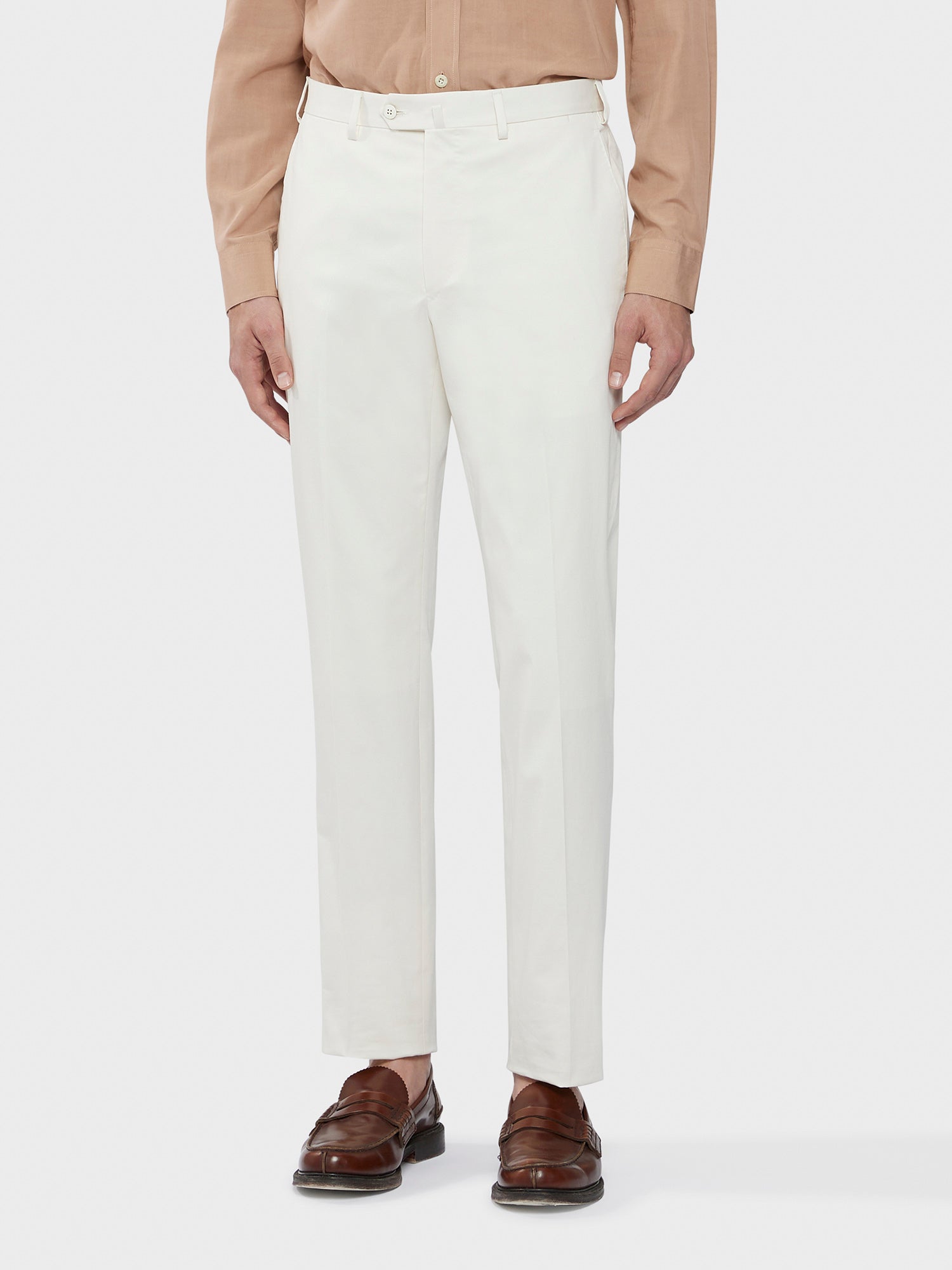 Caruso Menswear Abbigliamento Uomo Abito Aida in cotone-elastane bianco drop 8R dettaglio pantalone