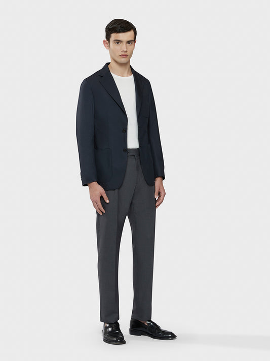 Caruso Menswear Abbigliamento Uomo Pantaloni regular fit in Zeelander di lana grigio total look