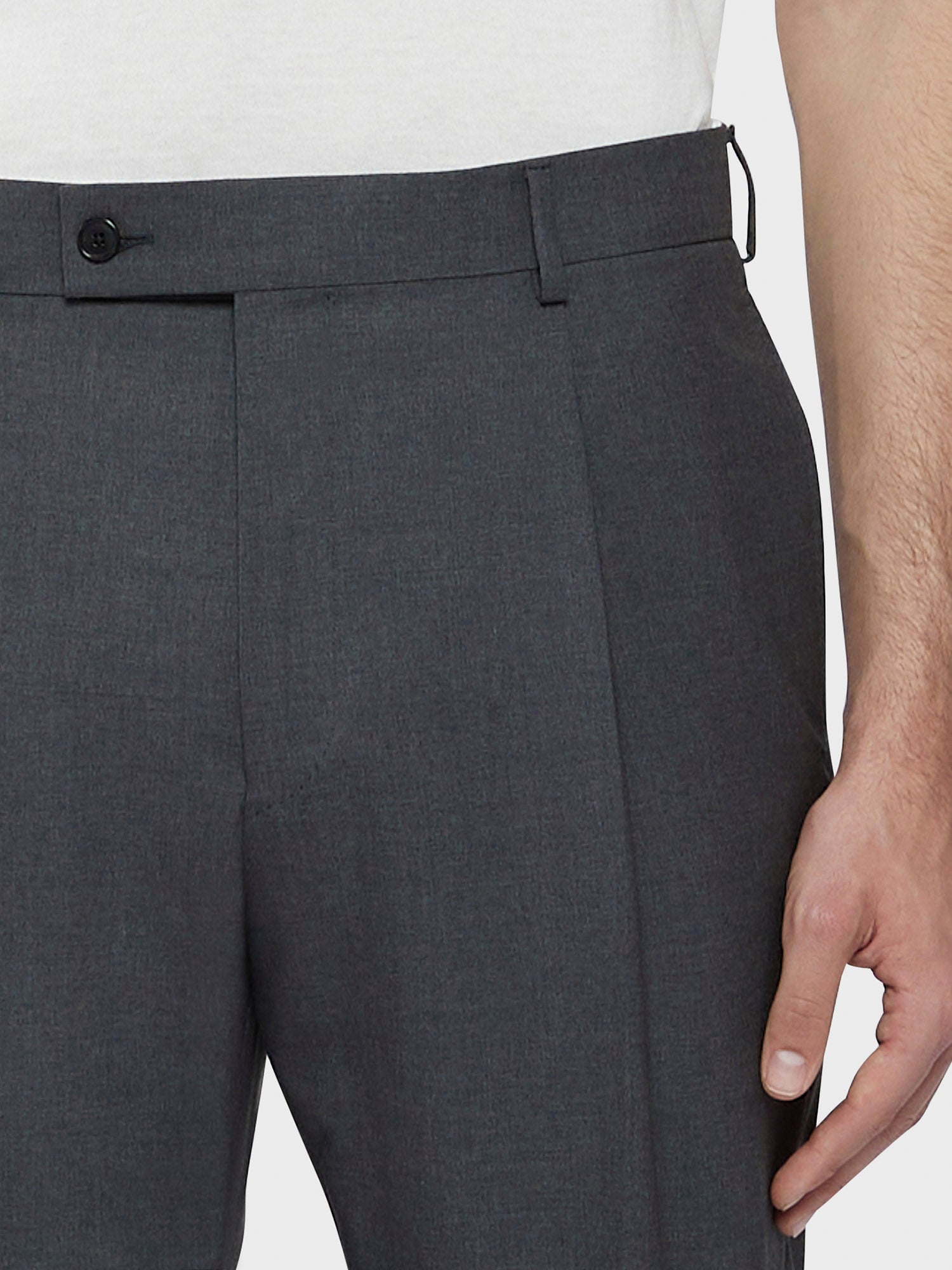 Caruso Menswear Abbigliamento Uomo Pantaloni regular fit in Zeelander di lana grigio dettaglio