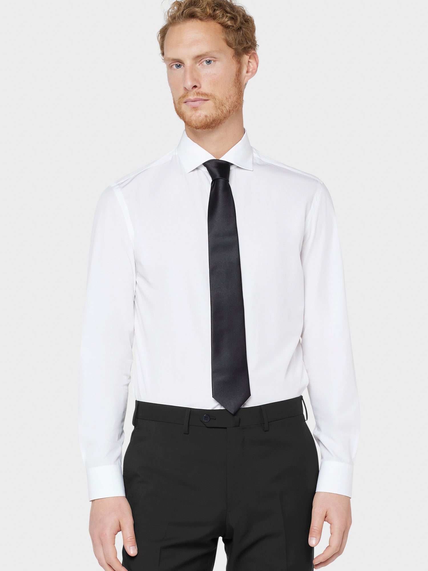 Caruso Menswear Abbigliamento Accessori Uomo Cravatta in seta nero da annodare per cerimonie indossato