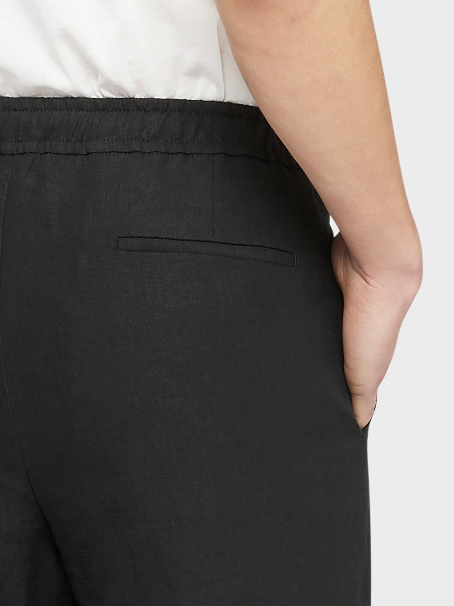 Caruso Menswear Abbigliamento Uomo Pantaloni estivi in lino nero dettaglio