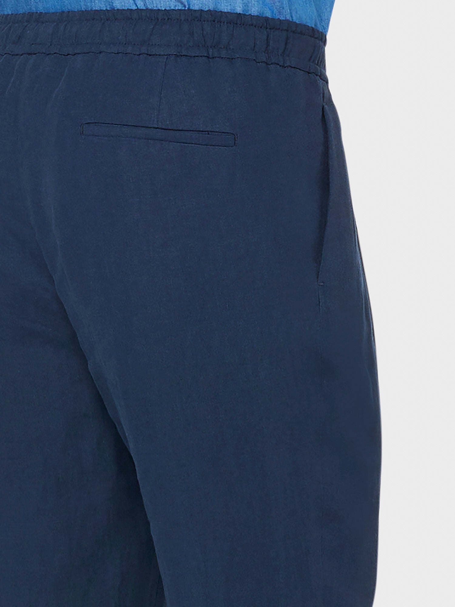 Caruso Menswear Abbigliamento Uomo Pantaloni estivi in lino blu dettaglio