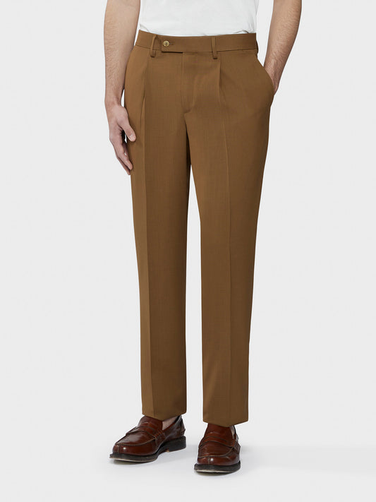 "Houdini” tropical wool pants in brown wool