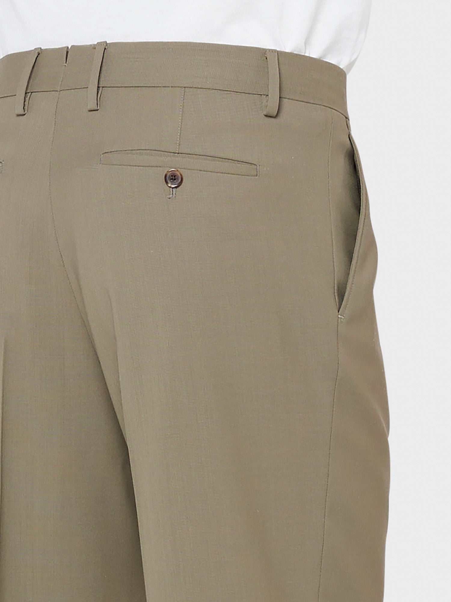 Caruso Menswear Abbigliamento Uomo Pantaloni eleganti in tropical di lana khaki Houdini dettaglio