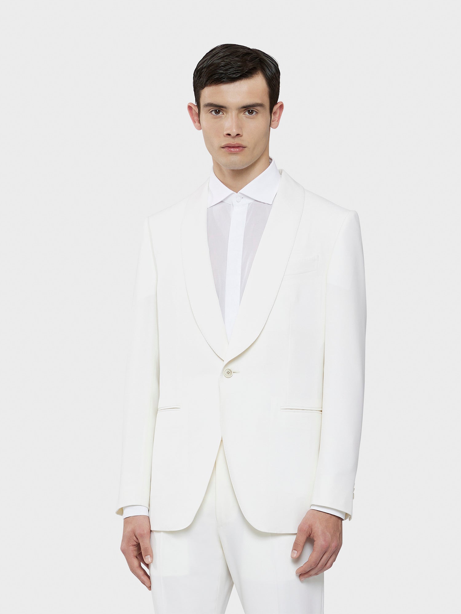 Caruso Menswear Abbigliamento Uomo Giacca Norma foderata in lana bianco drop 7R indossato