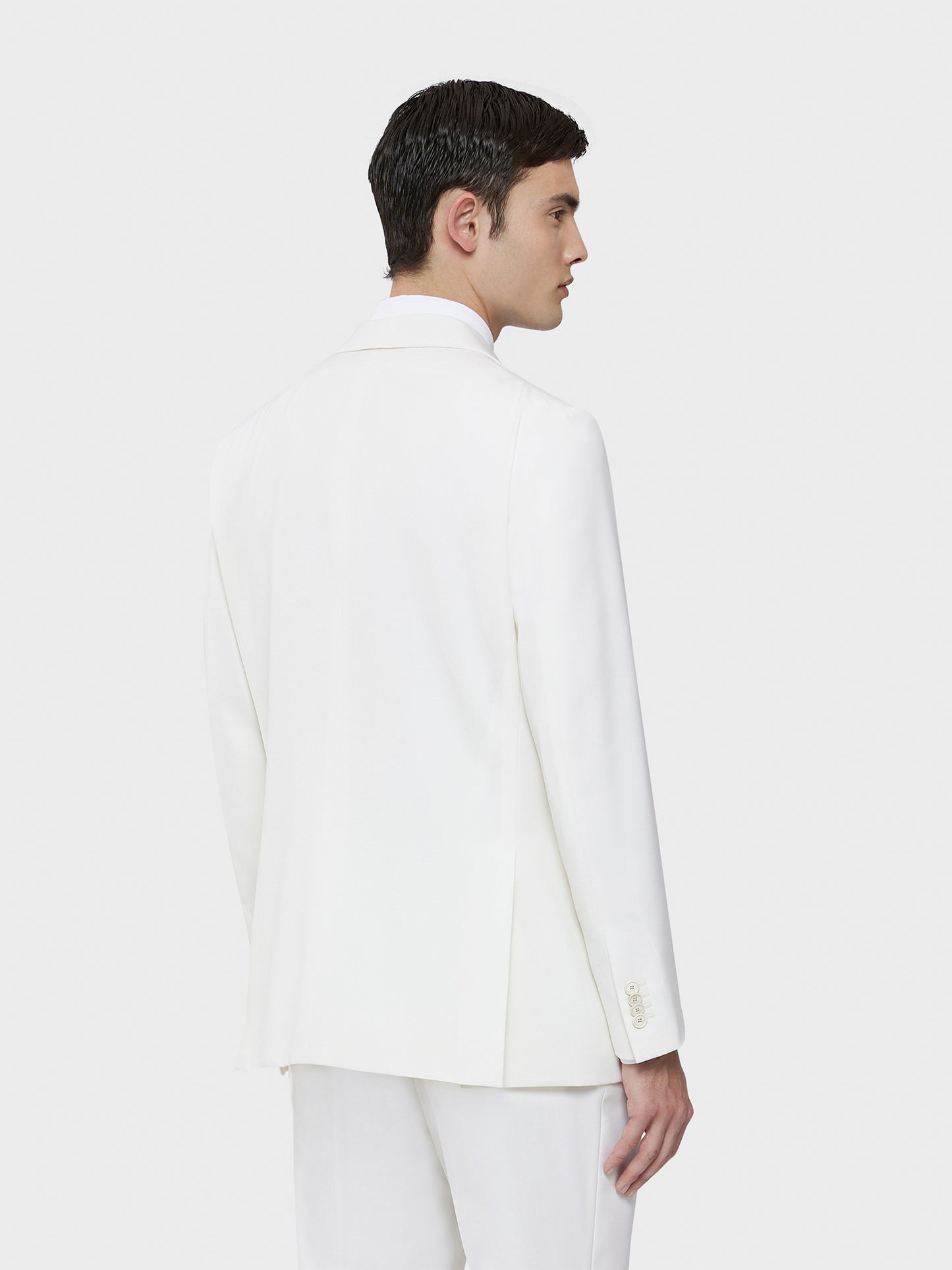 Caruso Menswear Abbigliamento Uomo Giacca Norma foderata in lana bianco drop 7R indossato back