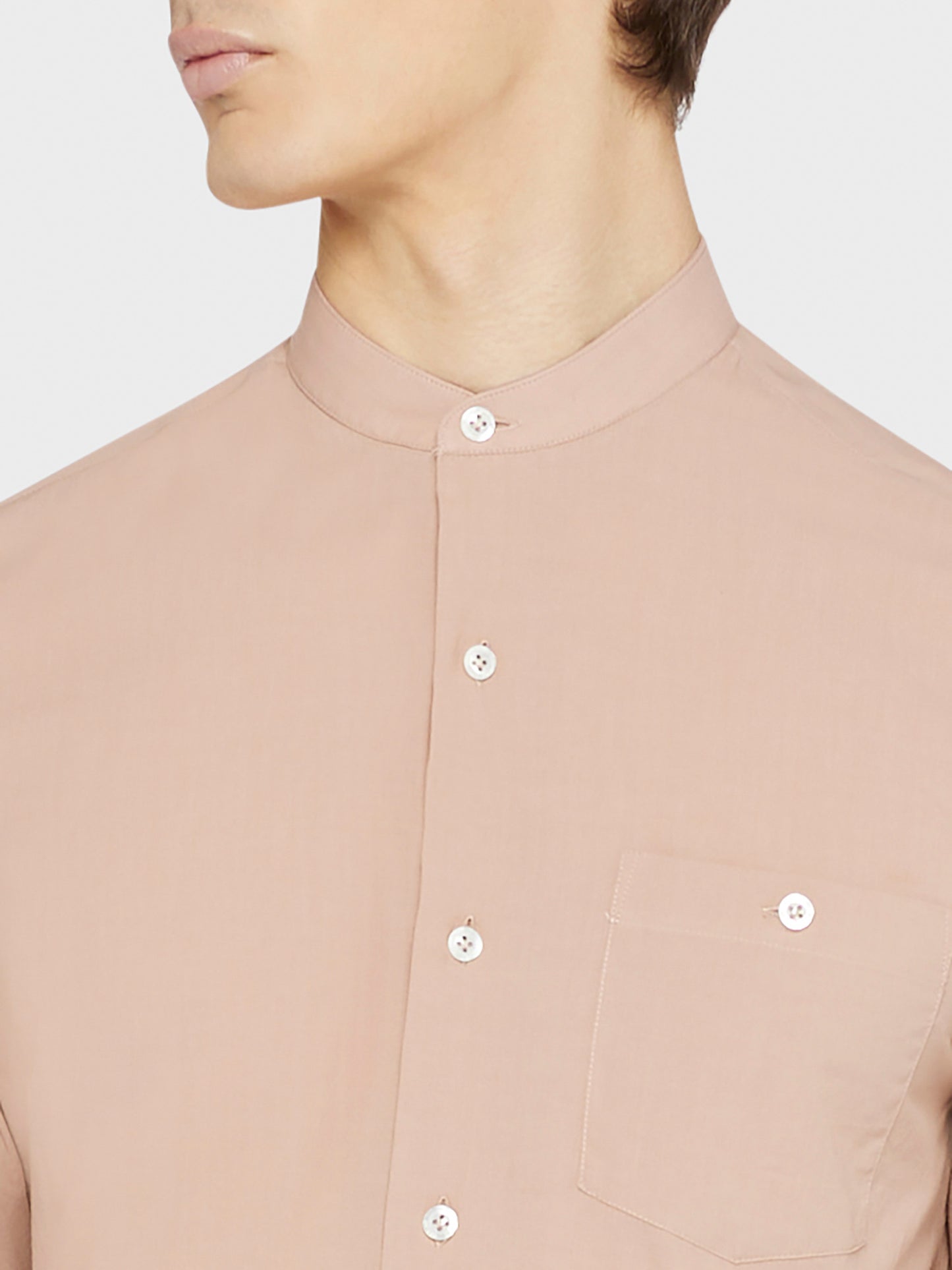 Caruso Menswear Abbigliamento Uomo Camicia Coreana in cotone rosa antico dettaglio