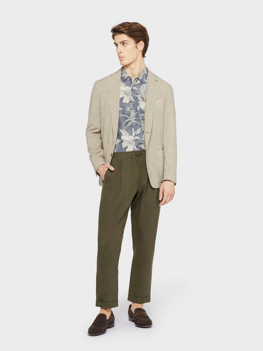 Caruso Menswear Abbigliamento Uomo Camicia in tencel a fiori color carbone total look
