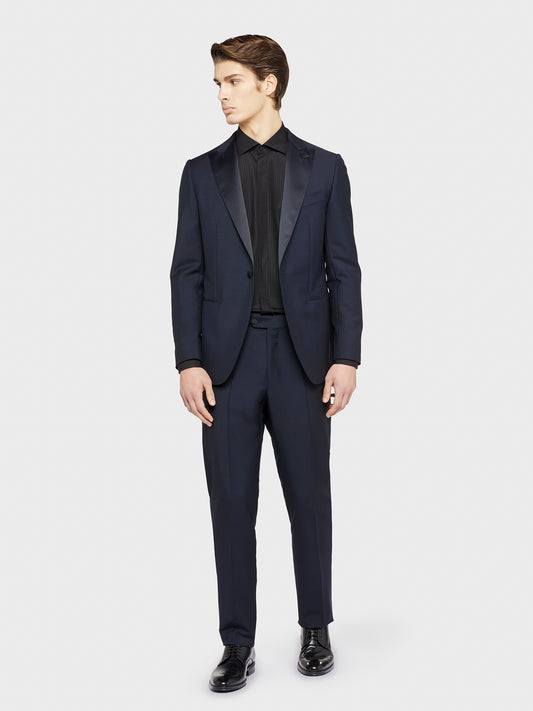 Caruso Menswear Abbigliamento Uomo Camicia slim fit in cotone nero con plastron total look