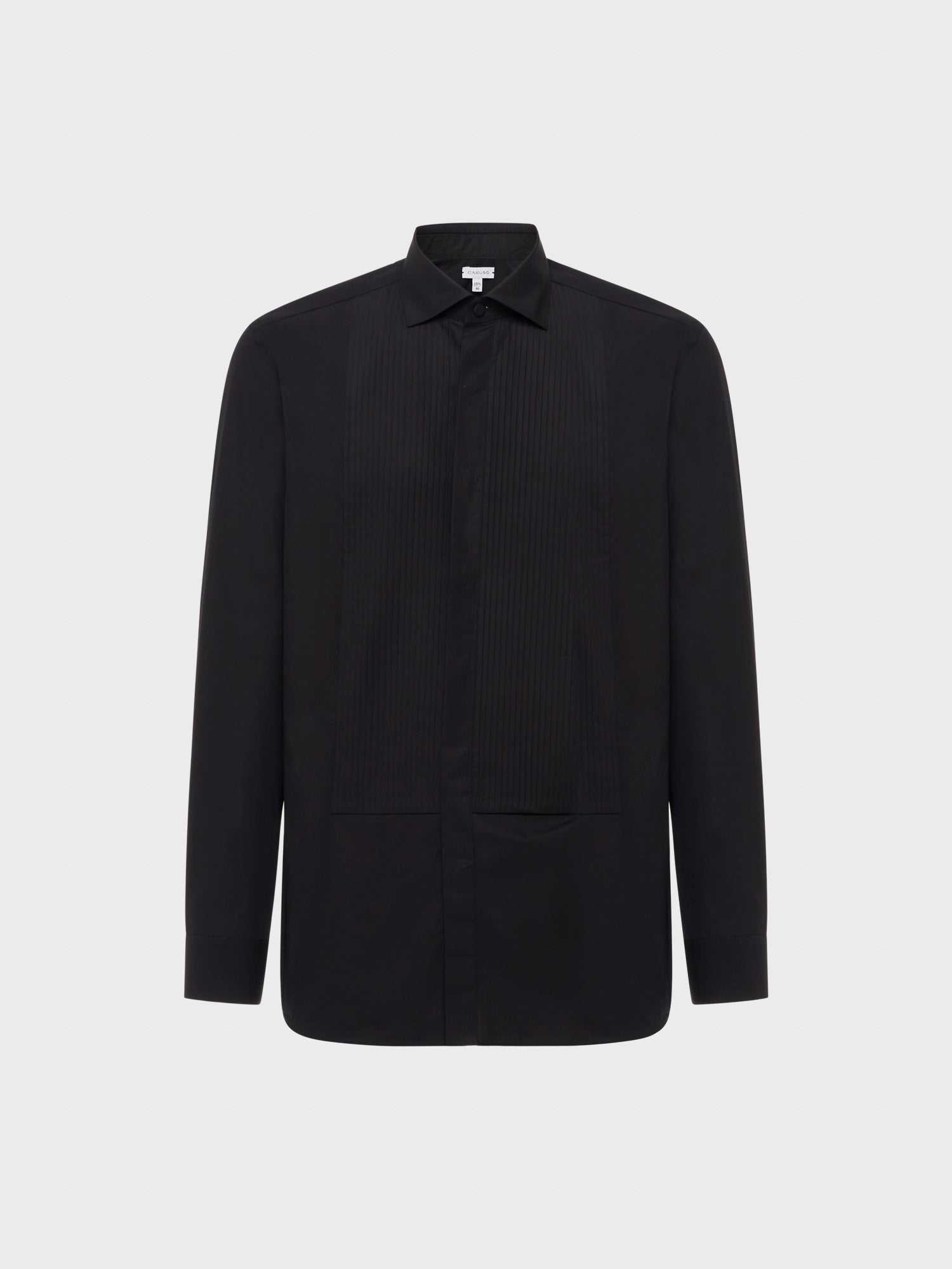 Caruso Menswear Abbigliamento Uomo Camicia slim fit in cotone nero con plastron still