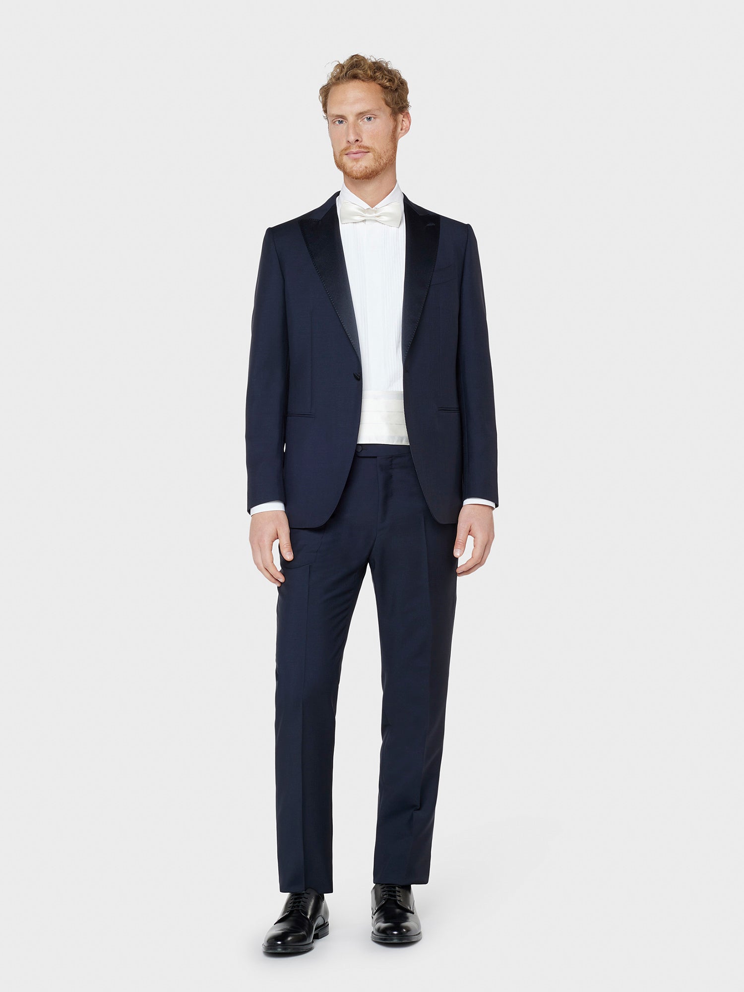 Caruso - Norma tuxedo suit in blue lana/mohair wool fabric